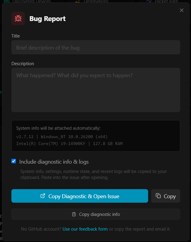 Bug Report Dialog